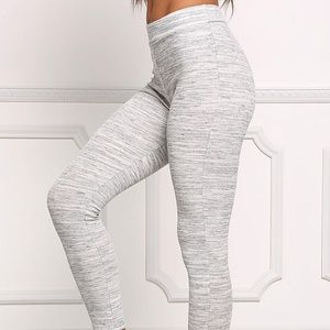 White Marled Leggings